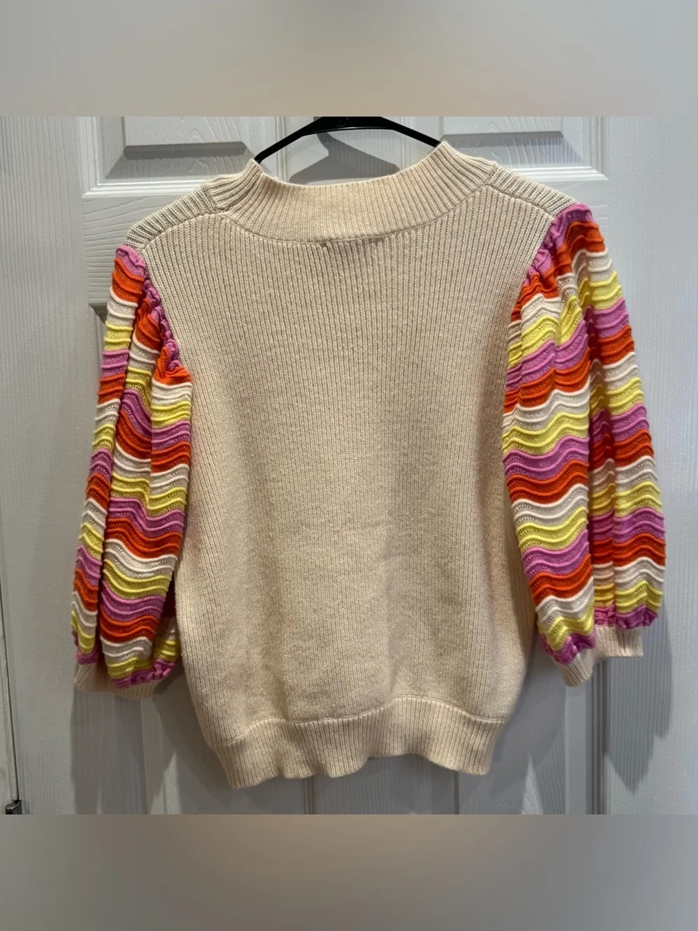 THML Women's Small Ribbed Knit Sweater Pink Orange Yellow